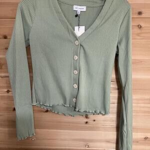 Green Long Sleeve Cardigan With